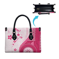 Bula Fiji Leather Bag Pink Plumeria Masi Tapa Pattern LT05 - Polynesian Pride