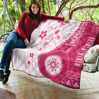 Bula Fiji Quilt Pink Plumeria Masi Tapa Pattern LT05 - Polynesian Pride