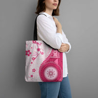 Bula Fiji Tote Bag Pink Plumeria Masi Tapa Pattern LT05 - Polynesian Pride