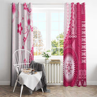 Bula Fiji Window Curtain Pink Plumeria Masi Tapa Pattern LT05 - Polynesian Pride