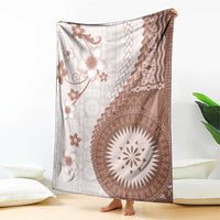 Bula Fiji Blanket Brown Plumeria Masi Tapa Pattern LT05 - Polynesian Pride
