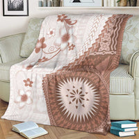 Bula Fiji Blanket Brown Plumeria Masi Tapa Pattern LT05 - Polynesian Pride