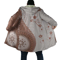Bula Fiji Cloak Brown Plumeria Masi Tapa Pattern - Polynesian Pride
