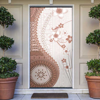 Bula Fiji Door Cover Brown Plumeria Masi Tapa Pattern - Polynesian Pride