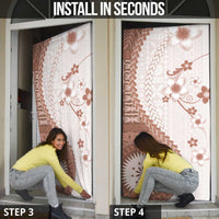 Bula Fiji Door Cover Brown Plumeria Masi Tapa Pattern - Polynesian Pride