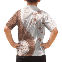 Bula Fiji Family Matching Summer Maxi Dress and Hawaiian Shirt Brown Plumeria Masi Tapa Pattern - Polynesian Pride
