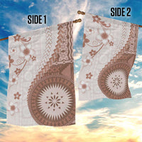 Bula Fiji Garden Flag Brown Plumeria Masi Tapa Pattern LT05 - Polynesian Pride