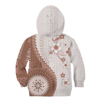 Bula Fiji Kid Hoodie Brown Plumeria Masi Tapa Pattern - Polynesian Pride