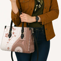 Bula Fiji Leather Bag Brown Plumeria Masi Tapa Pattern LT05 - Polynesian Pride
