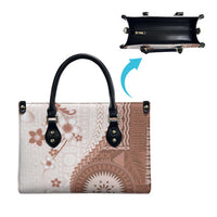 Bula Fiji Leather Bag Brown Plumeria Masi Tapa Pattern LT05 - Polynesian Pride