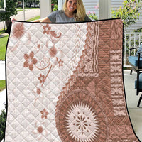 Bula Fiji Quilt Brown Plumeria Masi Tapa Pattern LT05 Brown - Polynesian Pride