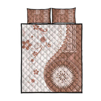 Bula Fiji Quilt Bed Set Brown Plumeria Masi Tapa Pattern LT05 - Polynesian Pride