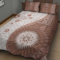 Bula Fiji Quilt Bed Set Brown Plumeria Masi Tapa Pattern LT05 - Polynesian Pride