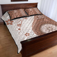 Bula Fiji Quilt Bed Set Brown Plumeria Masi Tapa Pattern LT05 - Polynesian Pride
