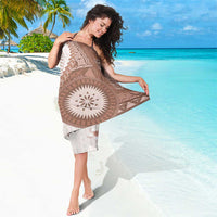 Bula Fiji Sarong Brown Plumeria Masi Tapa Pattern LT05 - Polynesian Pride