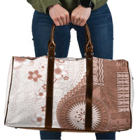 Bula Fiji Travel Bag Brown Plumeria Masi Tapa Pattern LT05 Brown - Polynesian Pride