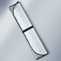 Bula Fiji Auto Sun Shade Blue Plumeria Masi Tapa Pattern LT05 - Polynesian Pride