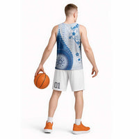 Bula Fiji Basketball Jersey Blue Plumeria Masi Tapa Pattern LT05 - Polynesian Pride