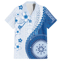 Bula Fiji Hawaiian Shirt Blue Plumeria Masi Tapa Pattern - Polynesian Pride