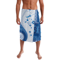 Bula Fiji Lavalava Blue Plumeria Masi Tapa Pattern - Polynesian Pride