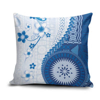 Bula Fiji Pillow Cover Blue Plumeria Masi Tapa Pattern LT05 Blue - Polynesian Pride