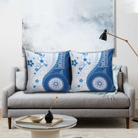 Bula Fiji Pillow Cover Blue Plumeria Masi Tapa Pattern LT05 - Polynesian Pride