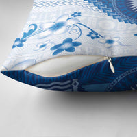 Bula Fiji Pillow Cover Blue Plumeria Masi Tapa Pattern LT05 - Polynesian Pride