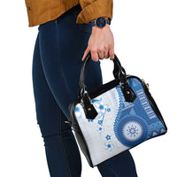 Bula Fiji Shoulder Handbag Blue Plumeria Masi Tapa Pattern LT05 - Polynesian Pride
