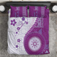 Bula Fiji Bedding Set Violet Plumeria Masi Tapa Pattern LT05 Violet - Polynesian Pride