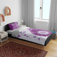Bula Fiji Bedding Set Violet Plumeria Masi Tapa Pattern LT05 - Polynesian Pride