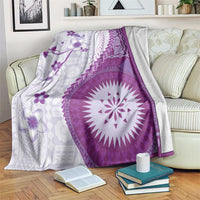 Bula Fiji Blanket Violet Plumeria Masi Tapa Pattern LT05 Violet - Polynesian Pride