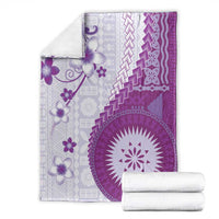 Bula Fiji Blanket Violet Plumeria Masi Tapa Pattern LT05 - Polynesian Pride