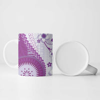 Bula Fiji Ceramic Mug Violet Plumeria Masi Tapa Pattern LT05 - Polynesian Pride