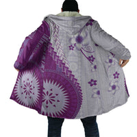 Bula Fiji Cloak Violet Plumeria Masi Tapa Pattern - Polynesian Pride