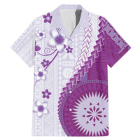 Bula Fiji Family Matching Mermaid Dress and Hawaiian Shirt Violet Plumeria Masi Tapa Pattern - Polynesian Pride