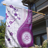 Bula Fiji Garden Flag Violet Plumeria Masi Tapa Pattern LT05 - Polynesian Pride