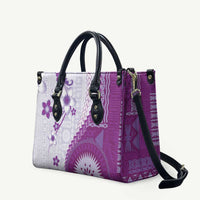 Bula Fiji Leather Bag Violet Plumeria Masi Tapa Pattern LT05 Violet - Polynesian Pride