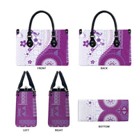 Bula Fiji Leather Bag Violet Plumeria Masi Tapa Pattern LT05 - Polynesian Pride