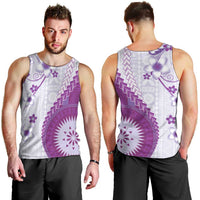 Bula Fiji Men Tank Top Violet Plumeria Masi Tapa Pattern LT05 - Polynesian Pride
