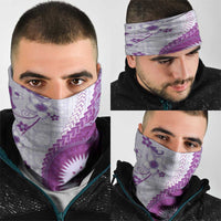 Bula Fiji Neck Gaiter Violet Plumeria Masi Tapa Pattern LT05 - Polynesian Pride