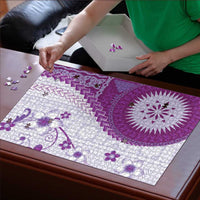 Bula Fiji Puzzle Violet Plumeria Masi Tapa Pattern LT05 - Polynesian Pride