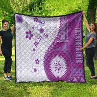 Bula Fiji Quilt Violet Plumeria Masi Tapa Pattern LT05 - Polynesian Pride