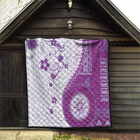 Bula Fiji Quilt Violet Plumeria Masi Tapa Pattern LT05 - Polynesian Pride