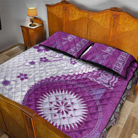 Bula Fiji Quilt Bed Set Violet Plumeria Masi Tapa Pattern LT05 - Polynesian Pride