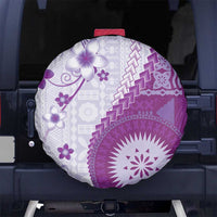 Bula Fiji Spare Tire Cover Violet Plumeria Masi Tapa Pattern LT05 No hole Violet - Polynesian Pride