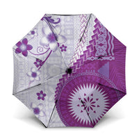 Bula Fiji Umbrella Violet Plumeria Masi Tapa Pattern LT05 One Size Folded 11.42 inch Opened Diameter 37.4 inch Violet - Polynesian Pride