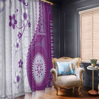 Bula Fiji Window Curtain Violet Plumeria Masi Tapa Pattern LT05 - Polynesian Pride