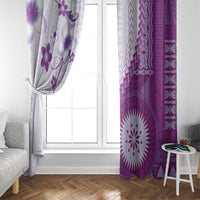 Bula Fiji Window Curtain Violet Plumeria Masi Tapa Pattern LT05 - Polynesian Pride