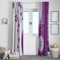 Bula Fiji Window Curtain Violet Plumeria Masi Tapa Pattern LT05 - Polynesian Pride