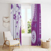 Bula Fiji Window Curtain Violet Plumeria Masi Tapa Pattern LT05 - Polynesian Pride